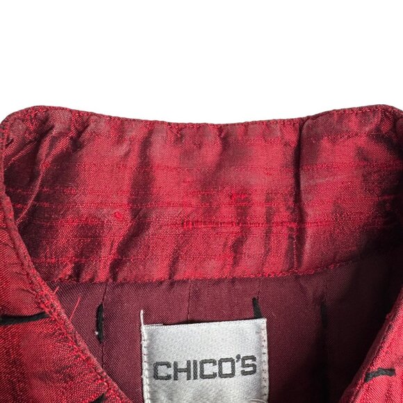 Chicos Red‎ Embroidered Quilted 100% Silk Vest Size 1 Front Zip Size 1 (M/8) - Picture 11 of 12